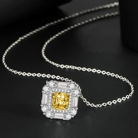 kioozol luxury square yellow cz stone pendant necklace fashion jewelry for women wedding accessories 073 ko1