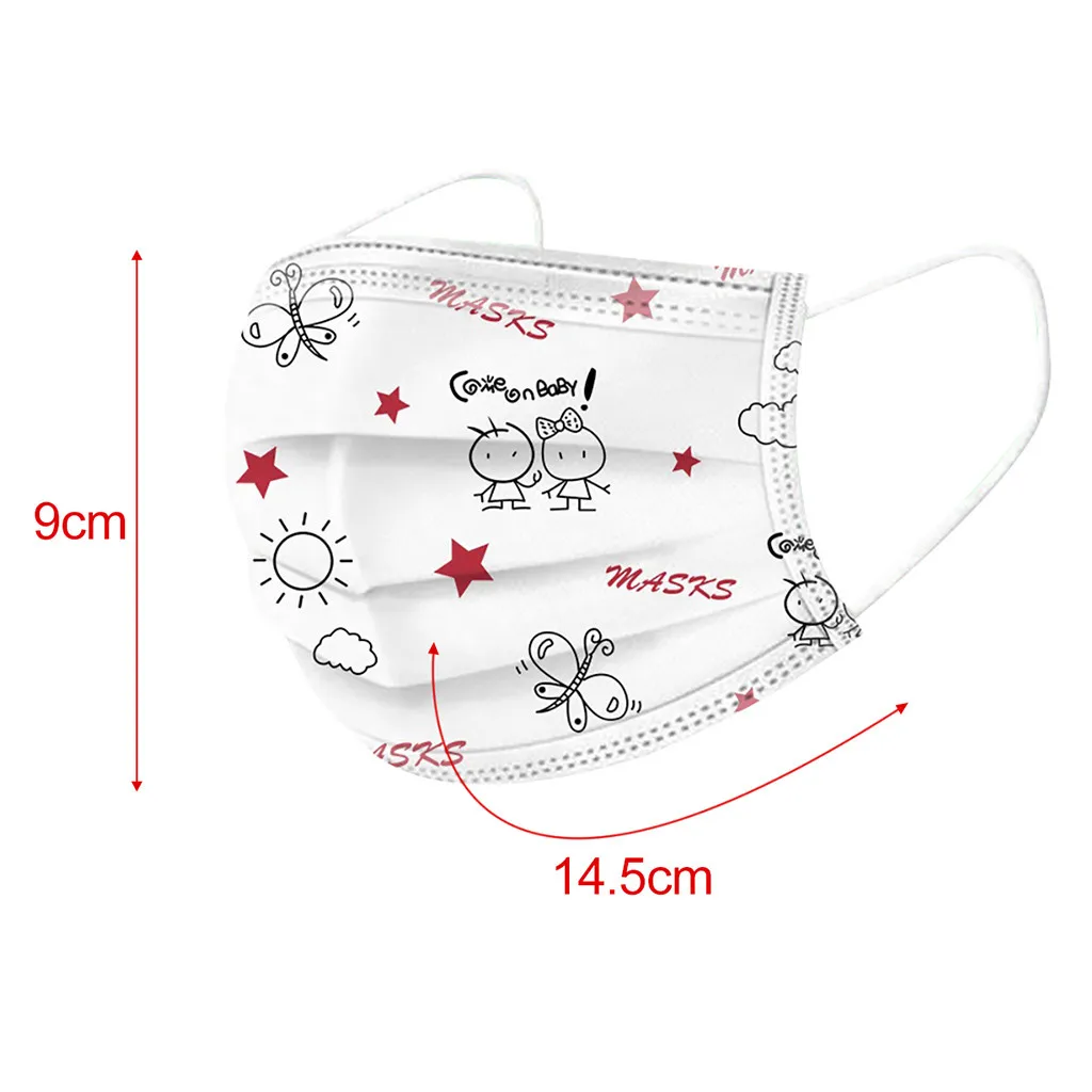 

50pc Children Kids 3-8 Years Old Mouth Mask Disposable Print Face Mask 3ply Ear Loop Mouth Cover Face Shiled Mask Mascara