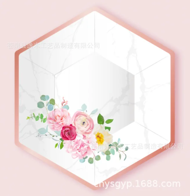 Одноразовая посуда из бумаги для свадебных торжеств тарелки с принтом роз