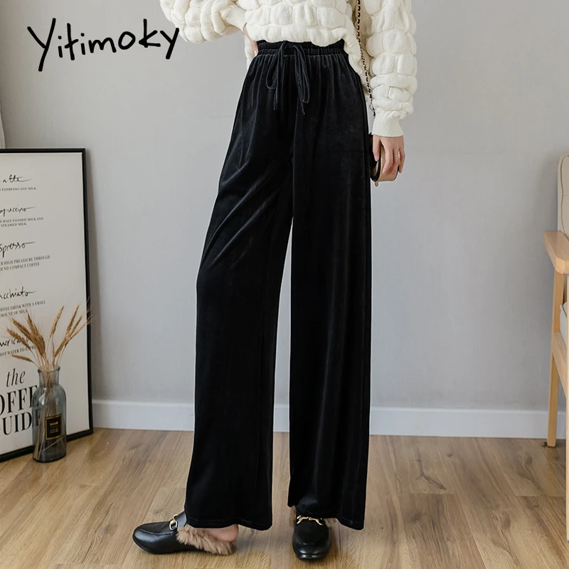 Yitimoky женские штаны новые корейские велюровые широкие брюки для женщин