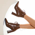 SEIIHEMмодные женские ботильоны; Ботинки на высоком квадратном каблуке с боковой молнией; Модельные ботинки унисекс; Женская обувь на Хэллоуин; Большие размеры 42, 43