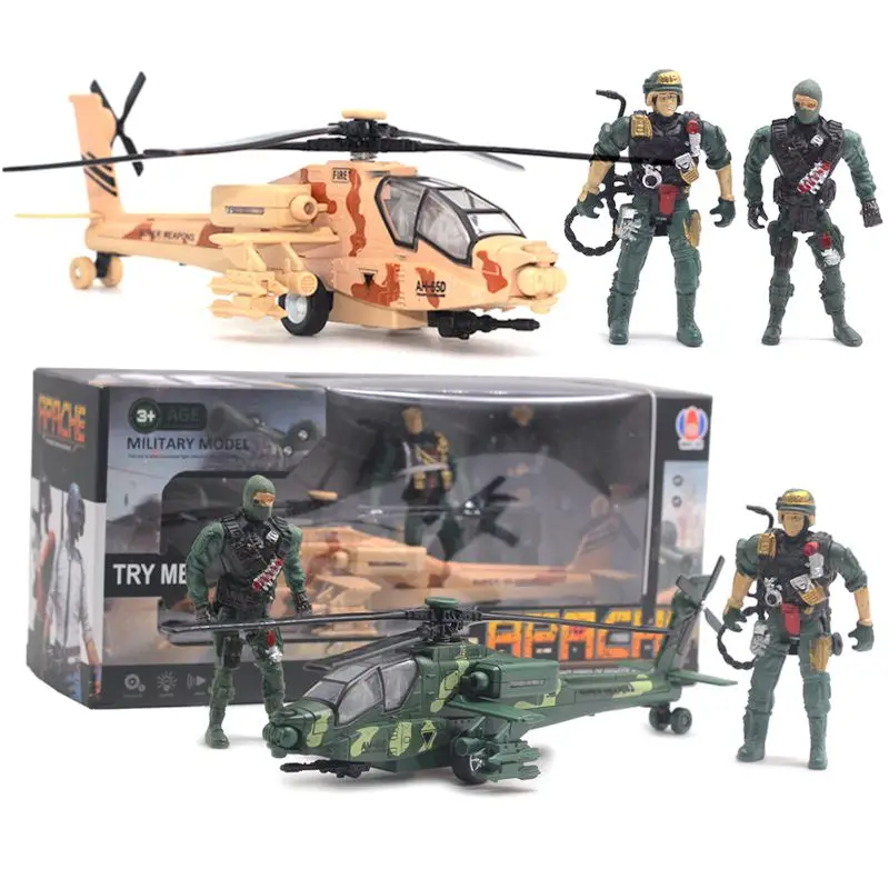 Игрушки военный истребитель комплект литья под давлением вертолет с 2 солдат
