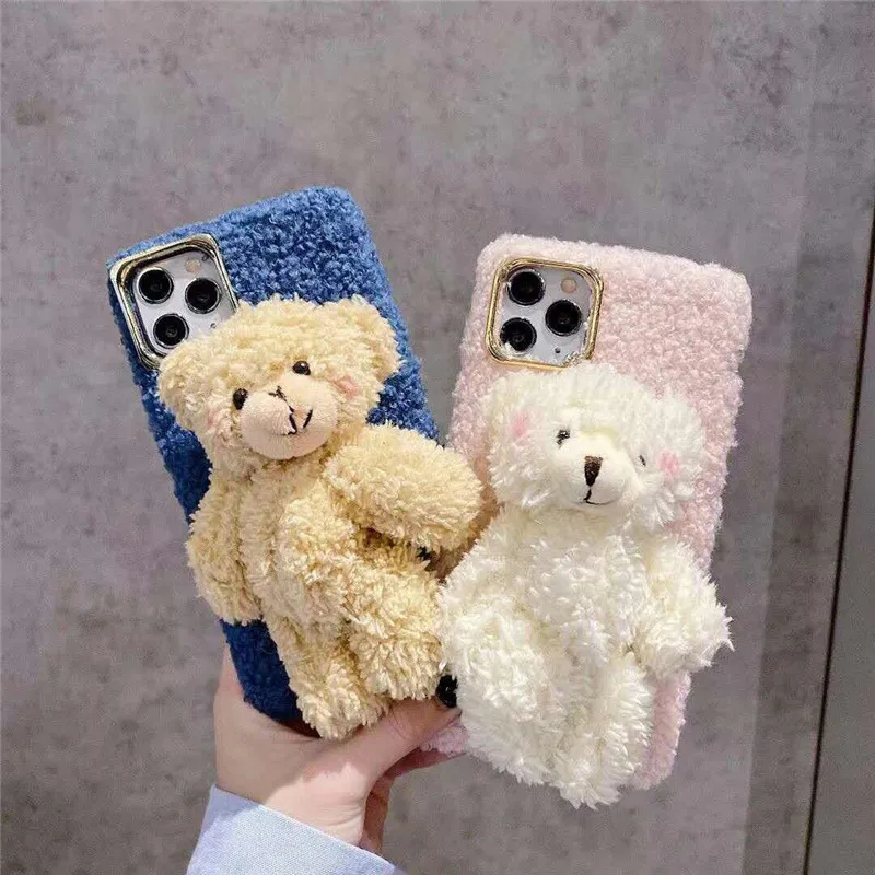 

The plush three-dimensional bear is suitable for Xiaomi 8/9/10 mobile phone case Samsung s10/s11e doll a71/a51/s9
