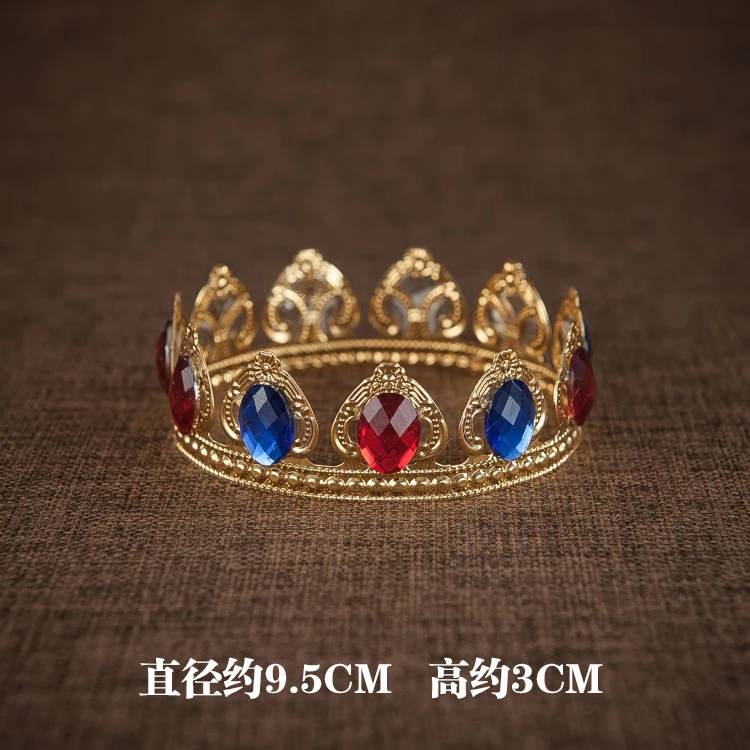 Cretive барочная корона король ребенок полный детский золотой драгоценный камень фотография маленькая тиара Корона Новорожденный Фотография реквизит