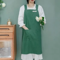 cotton denim apron high end simple solid color hooded kitchen apron cooking apron kitchen aprons for woman with pockets