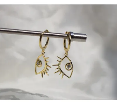 1 pair gold 8.5mm 925 стерлингового серебра серьги Модные циркониевые девичьи серьги полые ресницы, глаза серьги-капельки в симпатичном стиле дикой природы, трендовые Женские Девушка уха ювелирные изделия - Окраска металла: 1 pair gold 8.5mm