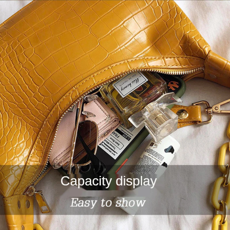 

Retro Leather Crossbody Bags Broad Shoulders Crescent Waterproof Handbags Casual Fashion Women's Cosmetic Storage Shoulder Bag