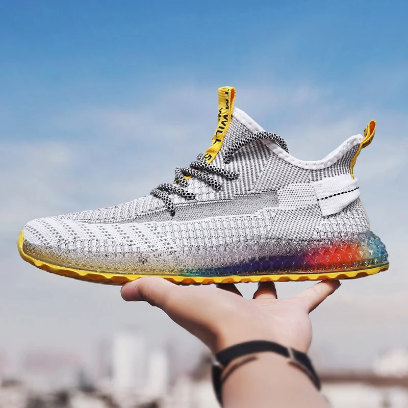 2019 New Men Sneakers Breathable Lace-up Casual Shoes Brand Male Kanya West Colorful Bottom Fish Scales Veins | Обувь