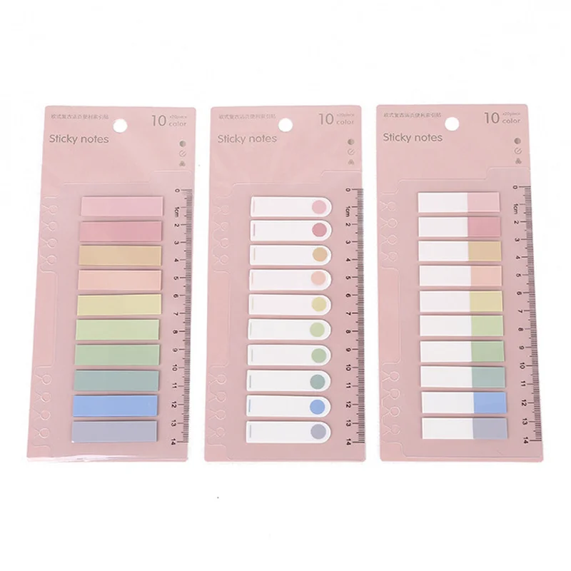 Retro Solid Color Self-Stick Notes PET Index Page Tape Paste Stickers Sticky Notes Index Planner Stickers for Notebook Marker