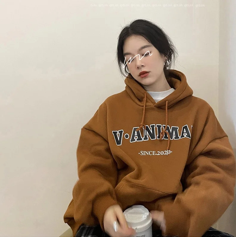 Женские толстовки с капюшоном и принтом в виде американского алфавита женский