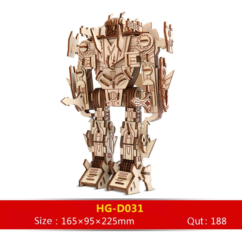 

2020 New 3D Wooden Puzzles Mechanical warrior Children's Educational Toys Popular Holiday Boys Gift Safety Materials