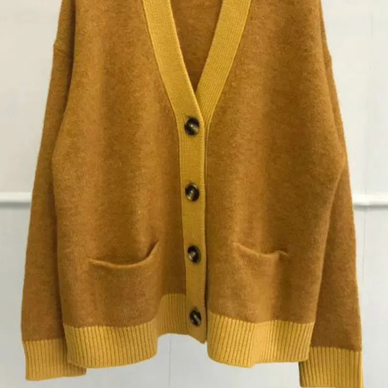 

2021 New Autumn Winter Fashion Classic Trendy Brand Luxry Design Versatile Retro Mohair Blending Loose Cardigan Sweater Coat A3