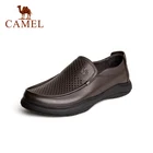 Мужские дышащие Лоферы CAMEL, черные повседневные туфли из натуральной кожи, на мягкой подошве, деловая обувь, для лета, 2021