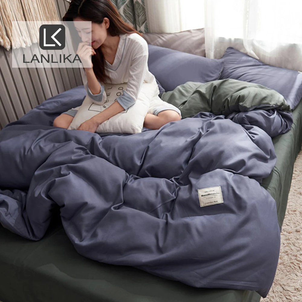 

Lanlika Comforter Cover Bedding Set Double Queen King Flat Sheet With Elastic Band Adult Duvet Cover Bedspread Mattress Cover