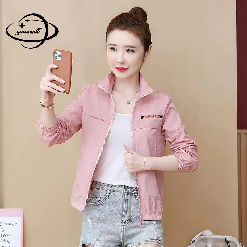 

S-2xl женские куртки; Сезон весна-осень; Женские пальто на молнии с отложным воротником тонкая одежда для защиты от солнца, женская верхняя оде...