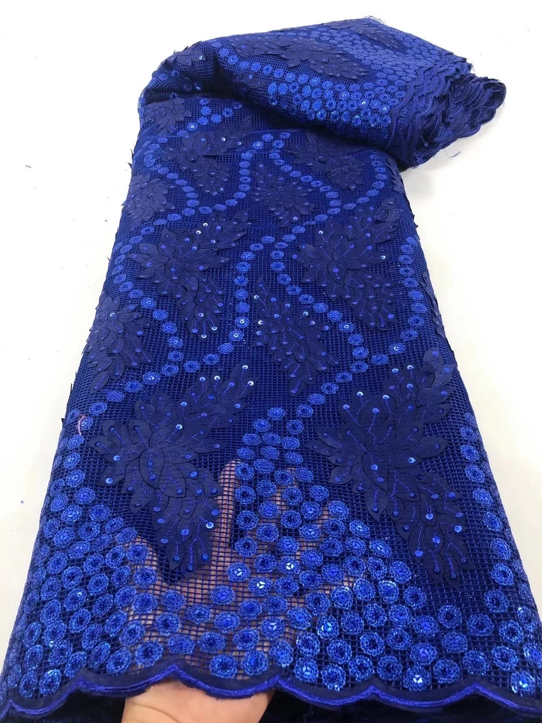 

African sequin fabric 2020 high quality lace French tulle lace Nigeria tulle lace fabric D4242