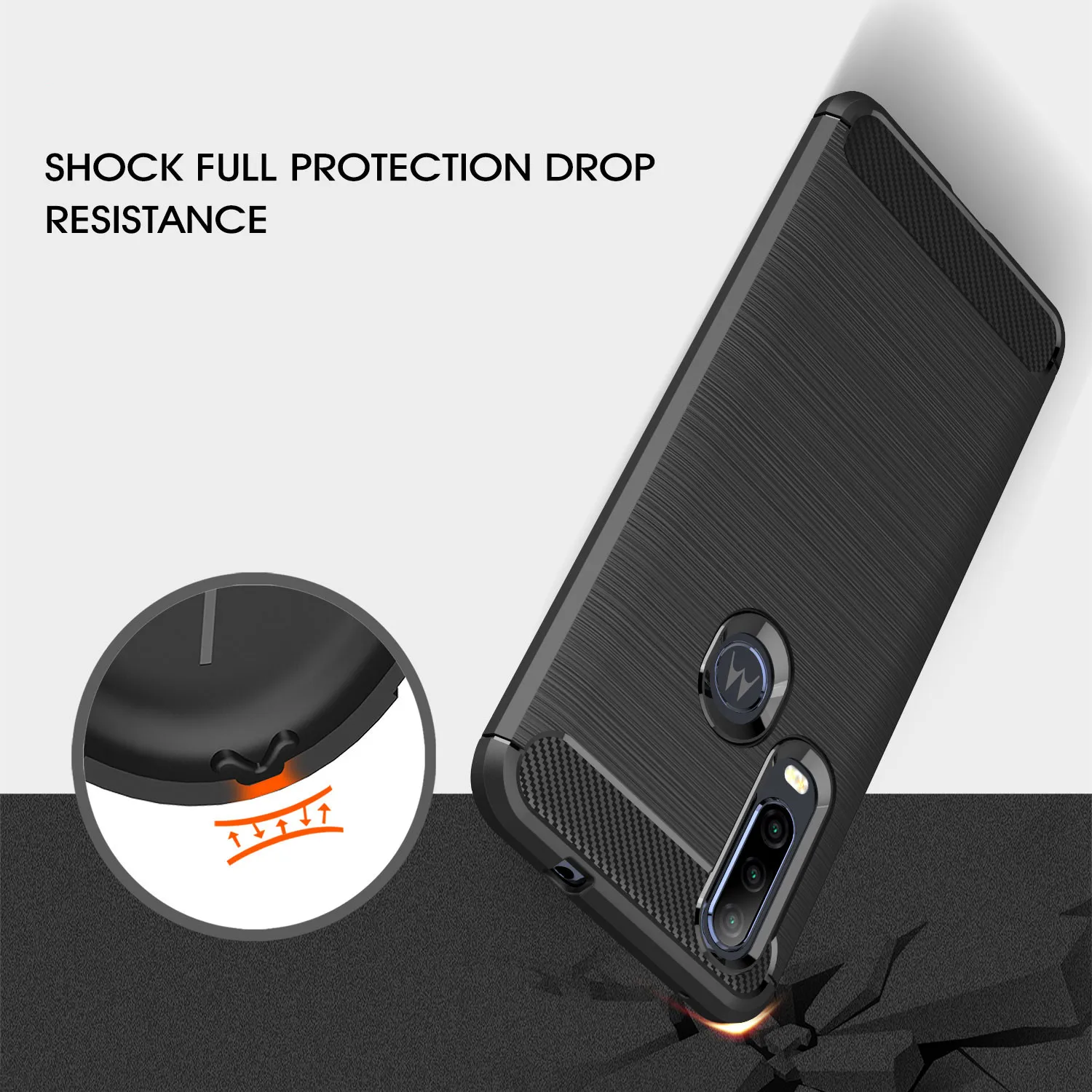 Для Motorola One Action Case мягкий силиконовый Полный чехол матовый Стиль углеродного