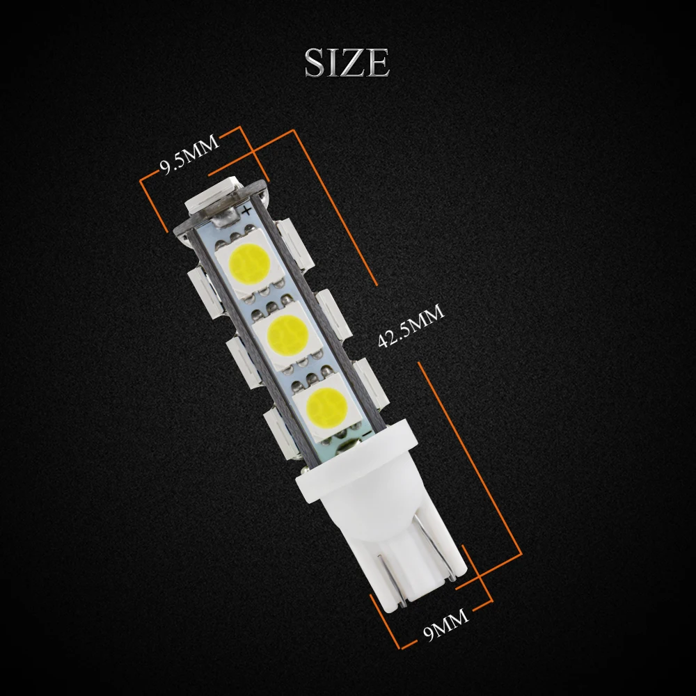YM E-яркий 500 шт. T10 5050 13 SMD 194 168 W5W 13 светодиодный 12V автомобильный Светильник лампы авто светильник ing интерьер чтение светильник; цвета белый, желтый, красный