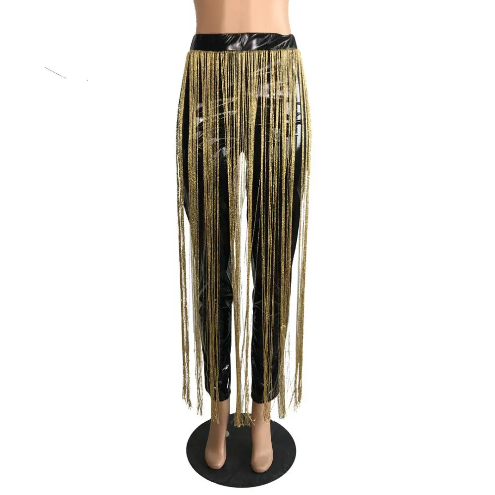 2019 модные кожаные брюки с кисточками женские обтягивающие карандаш высокой