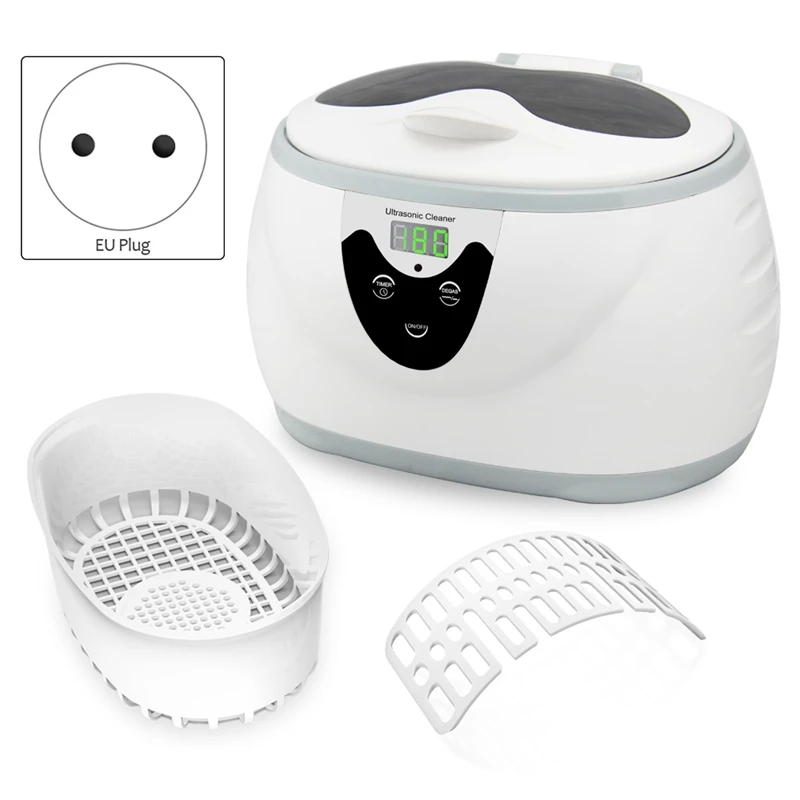 

600Ml Office Ultrasonic Cleaner HoUsehold Jewelry Glasses Cleaning Tool-EU PlUg