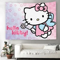 2021 new home printed cartoon kawaii pink cat tapestry home essentials cute cat tapestry wall decoration aesthetic room decor