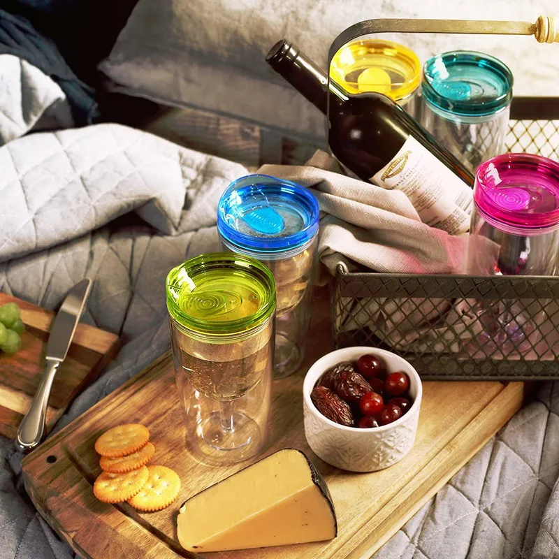 Новый продукт 10 унций двухслойная пластиковая чашка портативный бокал для вина