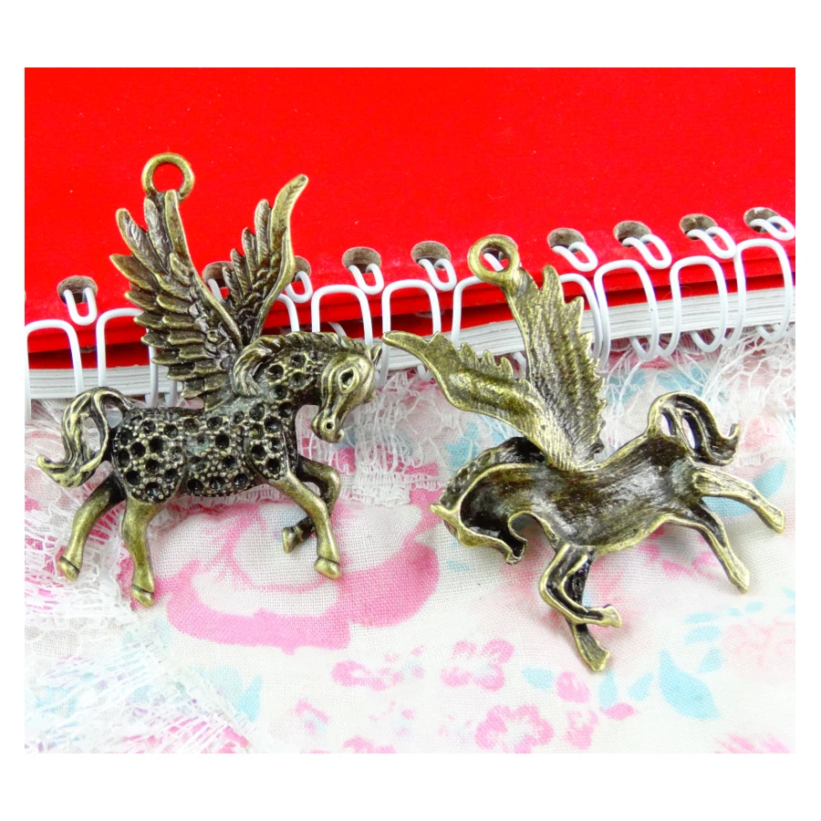 Фото 10pcs 51*37.5MM Vintage Horse Charms Pendant Antique bronze Fit Bracelets Necklace DIY Metal Jewelry Making №3