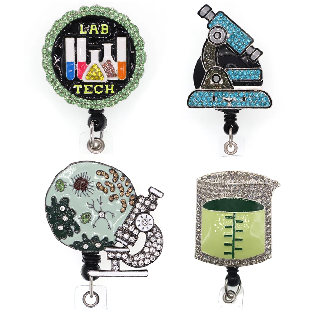 

Mix Style New Design Science Rhinestone Retractable Nurse Id Badge Holder Reel