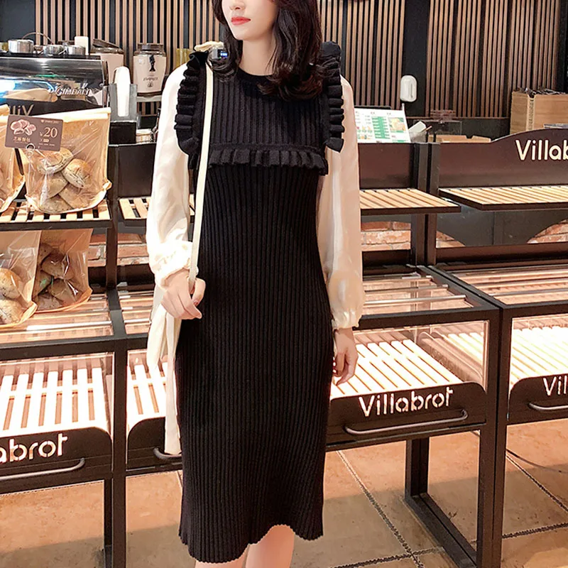 Платье PERHAPS U женское с круглым вырезом трикотажное атласное до колена длинным