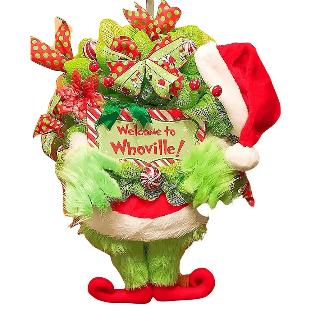 

Рождественские венки 32 см, искусственная гирлянда с бантом и шариками, рождественские украшения для камина, лестницы, настенной двери