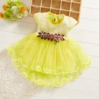 40 # платье для маленьких девочек, детское Сетчатое платье с коротким рукавом и цветочным узором