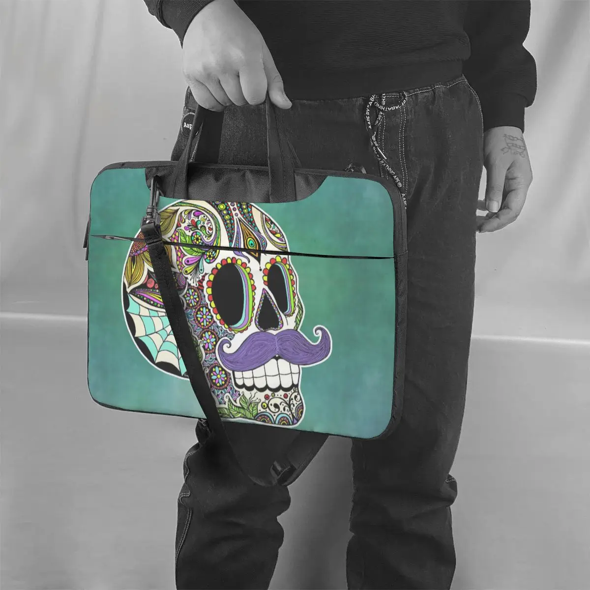 

Mexican Skull Laptop Bag Case Bike Crossbody Computer Bag Protective Soft Laptop Pouch