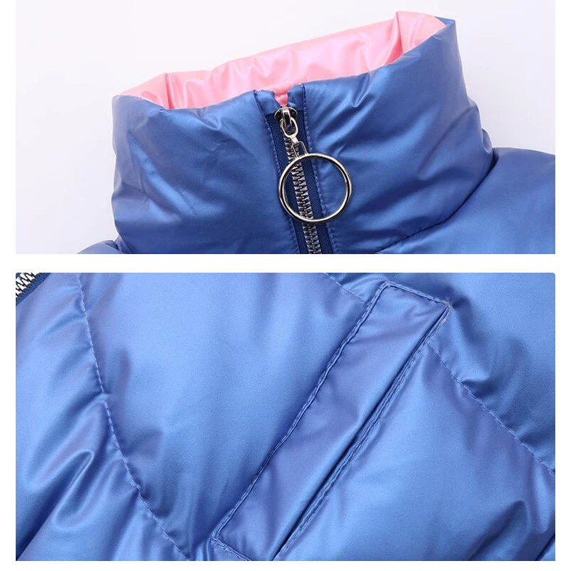 Зимняя детская стеганая куртка для девочек Теплая хлопковая с высоким