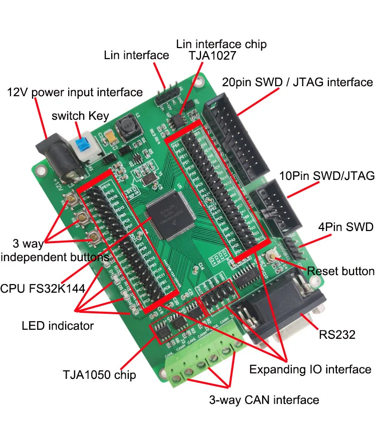 Для NXP макетная плата FS32k144 отладочная ARM cortex M4F с 3 сторонний выход может DC 12V JTAG
