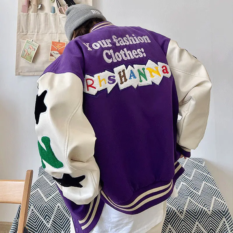 

2021 autumn and winter BF style baseball uniform new ins tide loose Korean version of Harajuku BF embroidery wild thin coat
