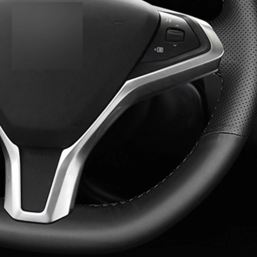 

LQTENLEO Black Artificial Leather Hand-stitched Car Steering Wheel Cover For Tesla Model S 2009-2018 Tesla Model X 2012-2018
