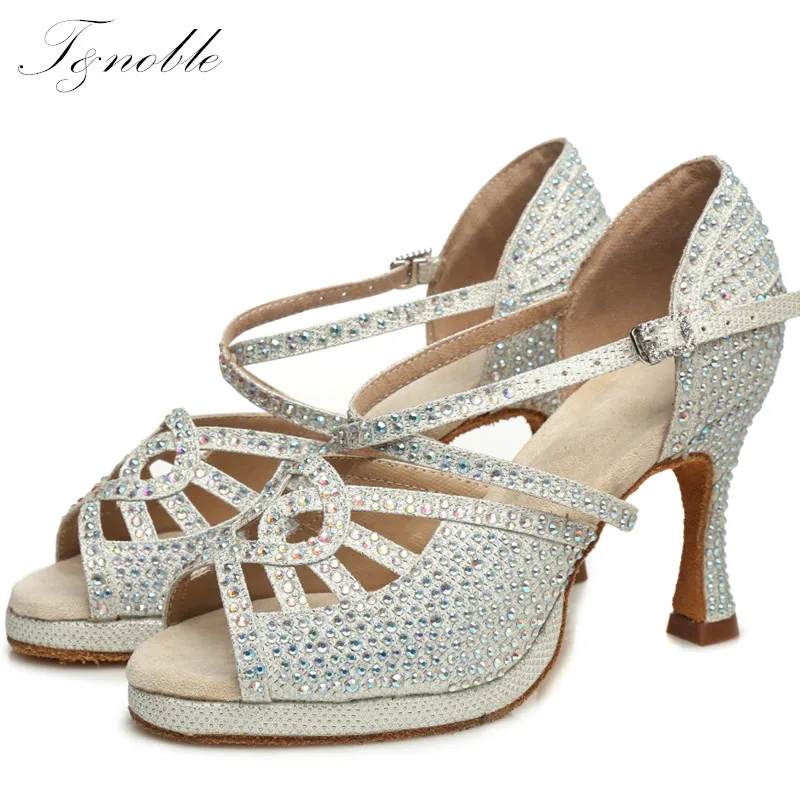 Женские туфли для латиноамериканских танцев блестящие сандалии стразы бальных