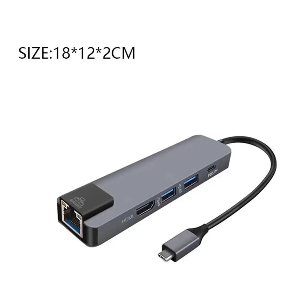 

5 in 1 USB Type C Hub HDMI-compatible 4K USB C Hub to Gigabit Ethernet Rj45 Lan Adapter for Mac book Pro Thunderbolt Charger