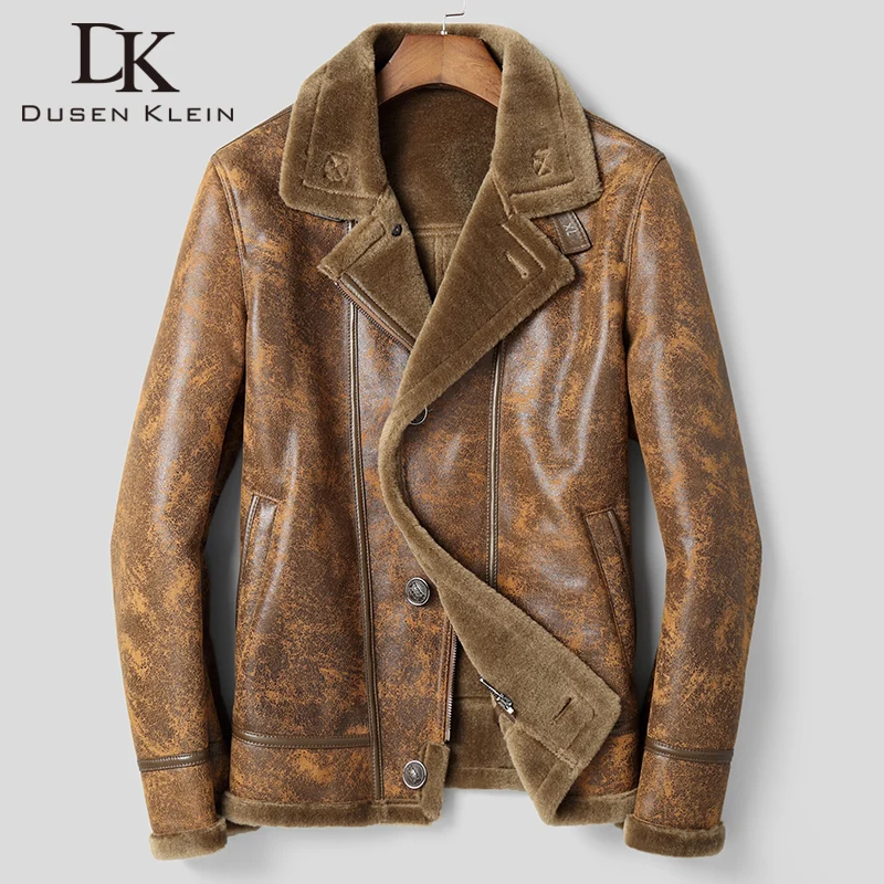 Официальное пальто DK из овечьей кожи с воротником костюмом Мужская зимняя