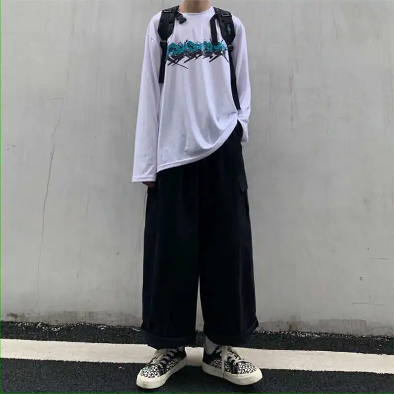 

Japanese Hong Kong Style Overalls Women's Spring and Autumn Loose Straight High Waist Slimming Drape Wide-Leg Casual Pants