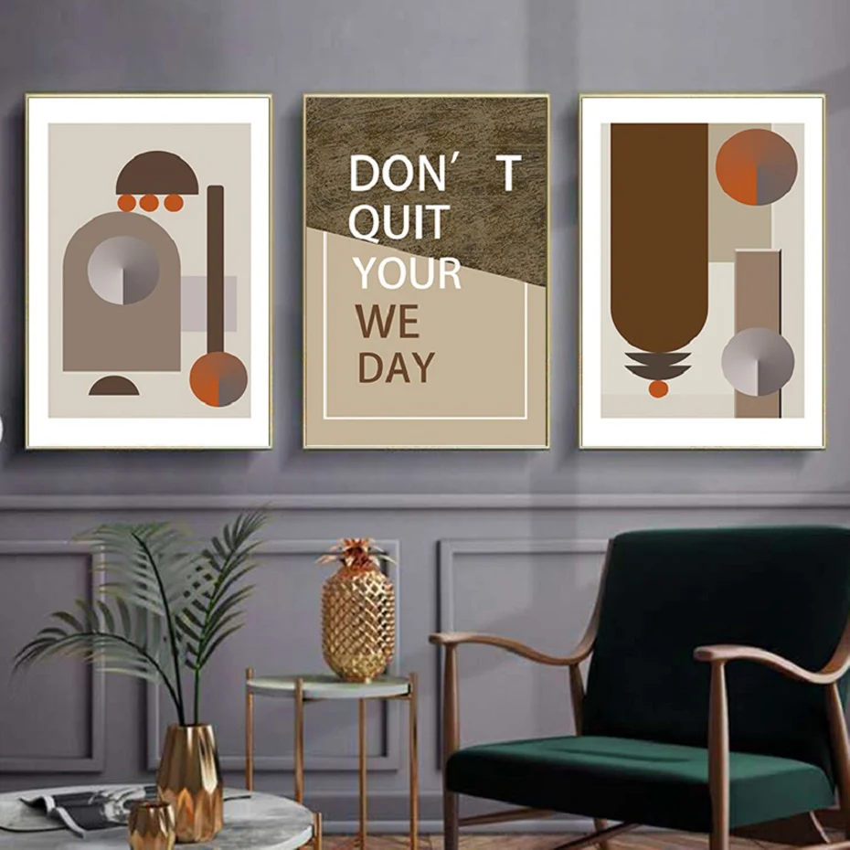 

Nordic Brown Abstract Geometric Wall Art Canvas Paintings Inspiration Quotes Wall Art Prints and Posters Living Room Home Decor