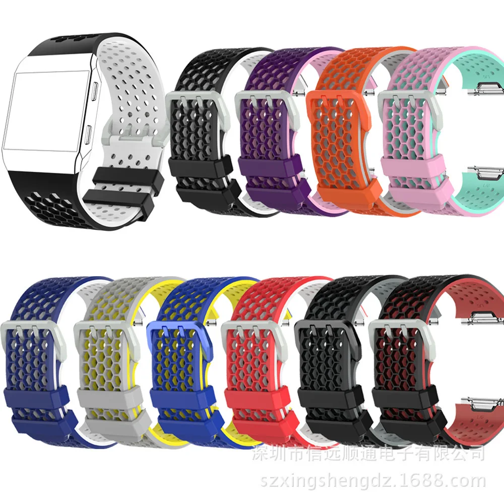 Высококачественный силиконовый ремешок для часов для Fitbit Ionic двухцветный сотовый дышащий браслет Спортивный Повседневный ремешок