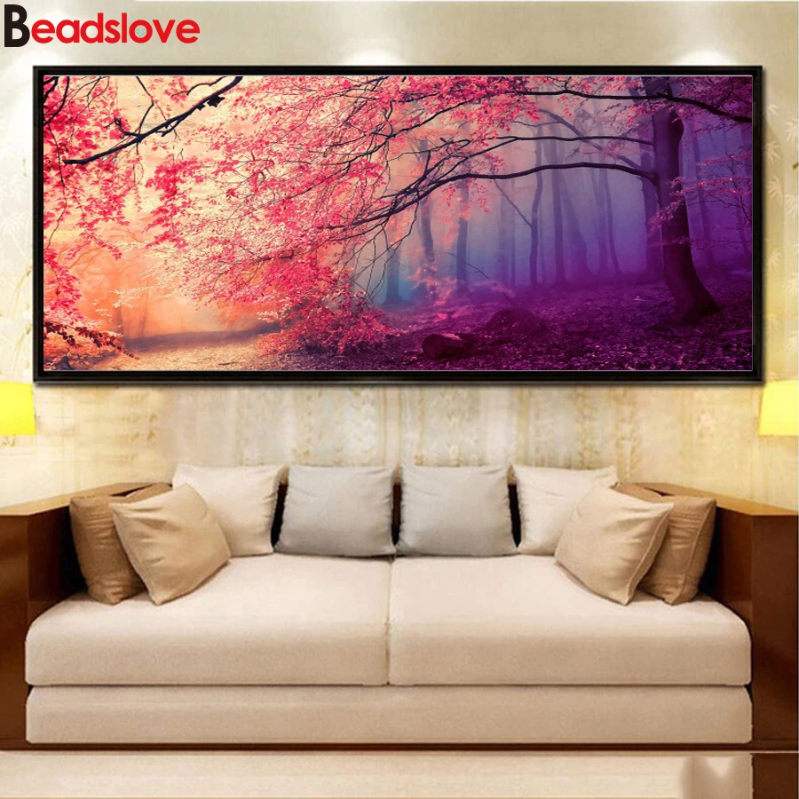 

Большая алмазная живопись «сделай сам», 3D Алмазная вышивка с изображением Красного кленового листа, природный пейзаж, вышивка крестиком, по...