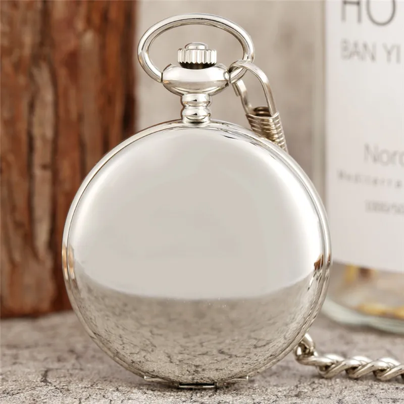 Vintage Hand-winding Mechanical Pocket Watch for Men Women Arabic Numerals Dial Pendant Chain Smooth Case Antique Clock Gift