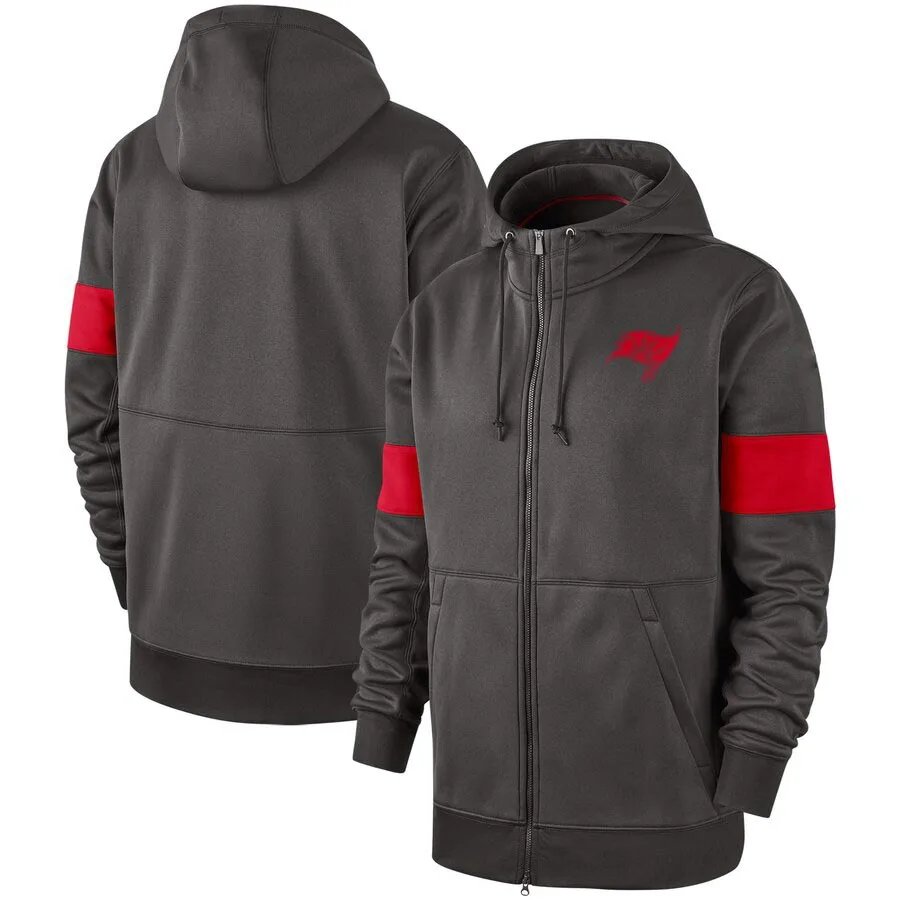 

Tampa Bay Pewter Men Buccaneers Sideline Performance Full-Zip Hoodie