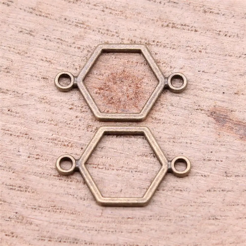 

Honeycomb Connector Charms For Jewelry Making Findings Handmade DIY Craft 40pcs Antique Bronze Color 19x13mm