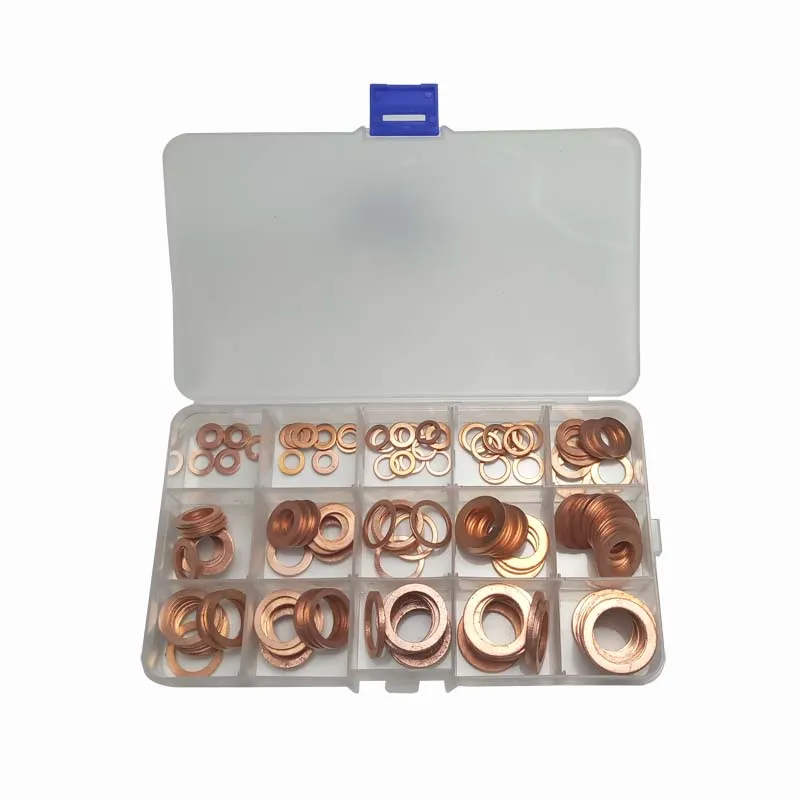 150PCS Copper Washer Gasket Nut and Bolt Set Flat Ring Seal Assortment Kit M5 M6 M8 M10 M12 M14 M16 M18 for Sump Plugs Water |