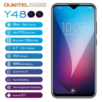 oukitel y4800 6 319 59 fhd android 9 0 mobile phone octa core 6g ram 128g rom fingerprint 4000mah 9v2a face id smartphone