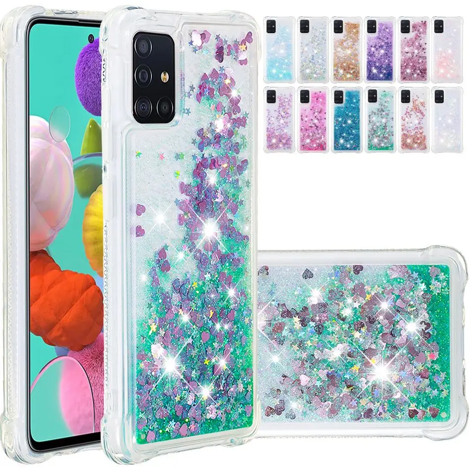 Однотонный чехол накладка с зыбучим песком для Samsung Galaxy S8 S20 Plus Ultra A51 A71 милый