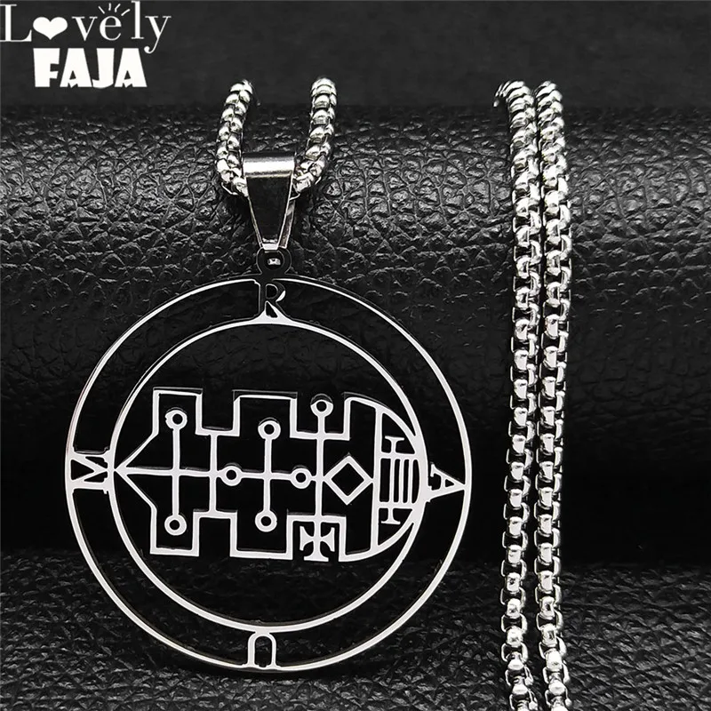 

Sigeal Sigil De Lucifer Stainless Steel Satan Necklace Women RAUM Lazer Key Baphomet Stamp Jewelry collares de mujer N1199S03